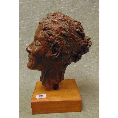 29 - Thompson, '97, studio clay bust of a lady, 13