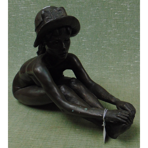 3 - Bronze sculpture, modelled as a nude female, 13 x 17