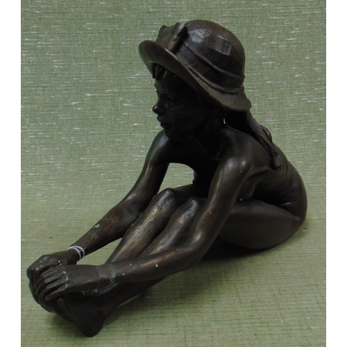 3 - Bronze sculpture, modelled as a nude female, 13 x 17