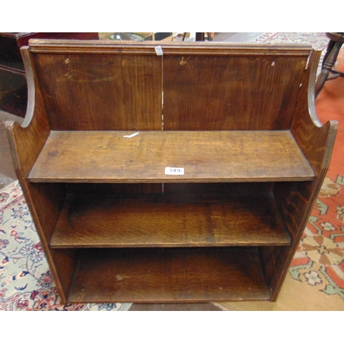 349 - An oak two tier wall shelf, 26 24 x 7