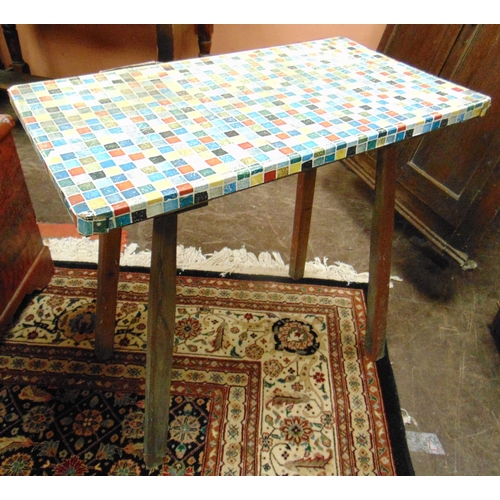 370 - Country made side table, having rectangular top and on plain supports, 28