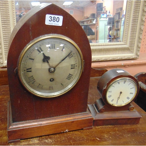 380 - Mahogany cased mantle clock and a smaller example. (2)