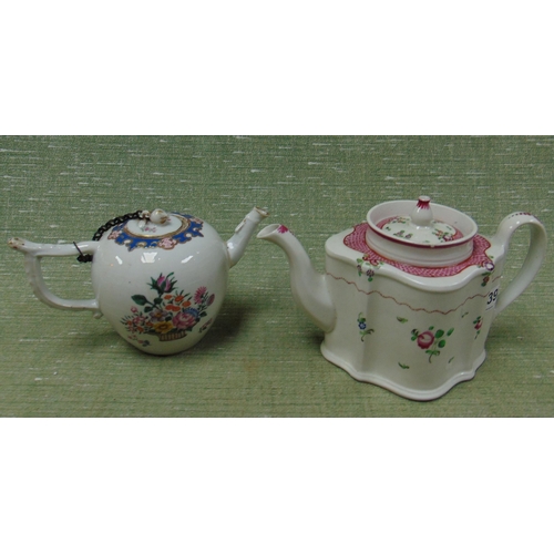 392 - Antique floral decorated tea pot and one other example. (2)