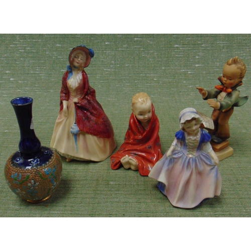 395 - Doulton figure 'This little Pig', two others, Doulton vase, etc.