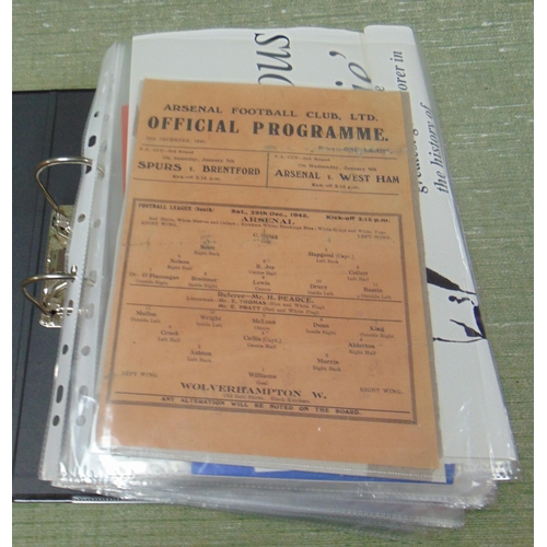 411 - An album of football programmes, to include Arsenal v Wolves 1945, autographs, speedway programmes, ... 