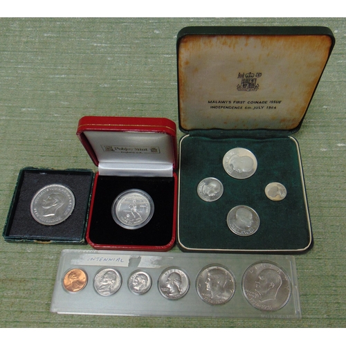 421 - Festival of Britain 1951 Crown, cased commemorative coins, etc.