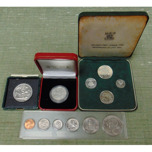 421 - Festival of Britain 1951 Crown, cased commemorative coins, etc.