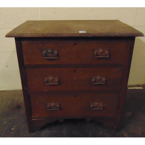 446 - Small oak mirror back dressing table and an oak side cabinet. (2)