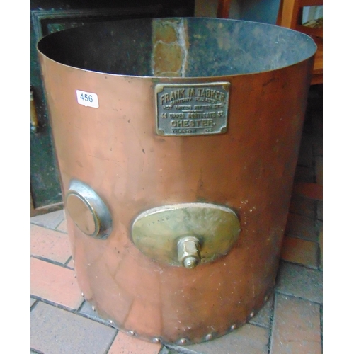 456 - Frank M Tasker Chester, copper boiler body, 22 x 20.5