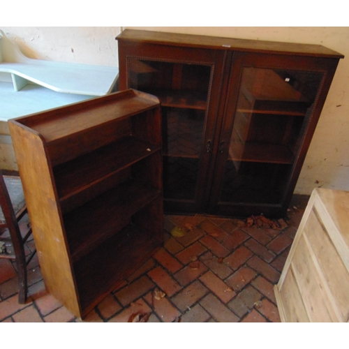 459 - An oak two door bookcase and a free standing example. (2)