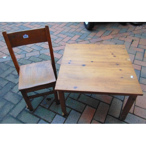 460 - Elm child's chair and a pine occasional table. (2)