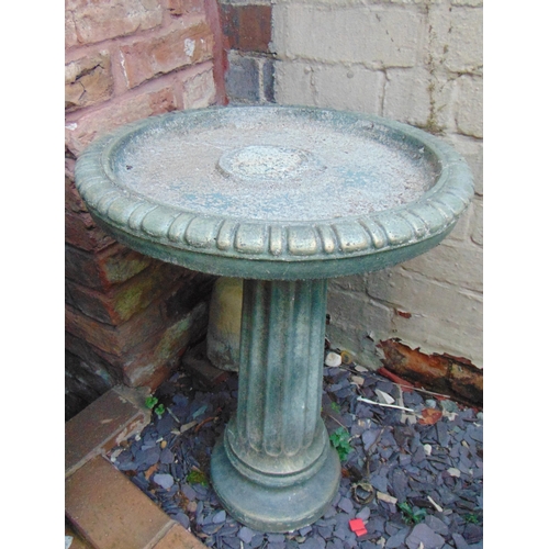 464 - Green glazed bird bath.