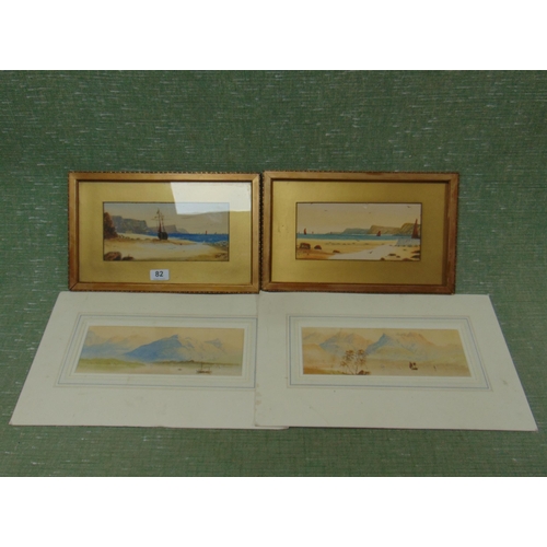 82 - G Foster, pair of framed and glazed watercolours,   sailing vessels, and two unframed examples. (3)