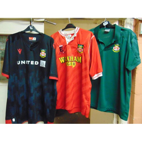 488 - Three Wrexham AFC shirts.