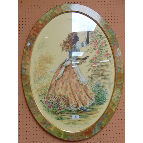 117 - Christine Silver, pair of oval framed and glazed watercolours, Edwardian ladies, each 27 x 19