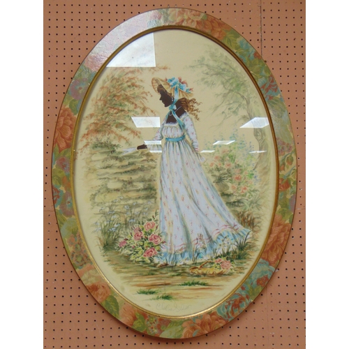 117 - Christine Silver, pair of oval framed and glazed watercolours, Edwardian ladies, each 27 x 19