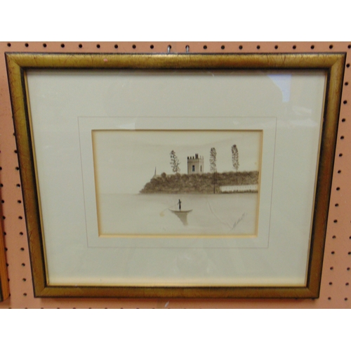 122 - Set of four framed and glazed watercolours, coastal scenes, each indistinctly signed lower right, 5 ... 