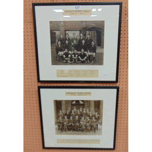 127 - Pair of framed and glazed black and white photographs, University college second XV 1912-13 AND MONI... 