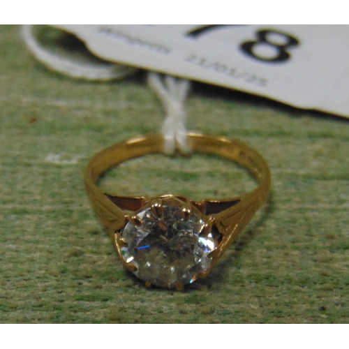 178 - 9ct gold ring, set with single centre stone, size L.