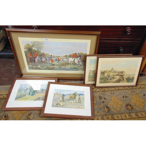 343 - Quantity of framed and glazed hunting prints.