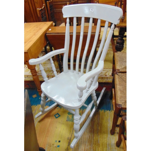 362 - Painted rail back rocking chair.