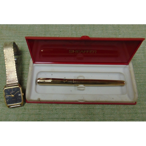 366 - Cased Sheaffer pen and a gents' wristwatch.