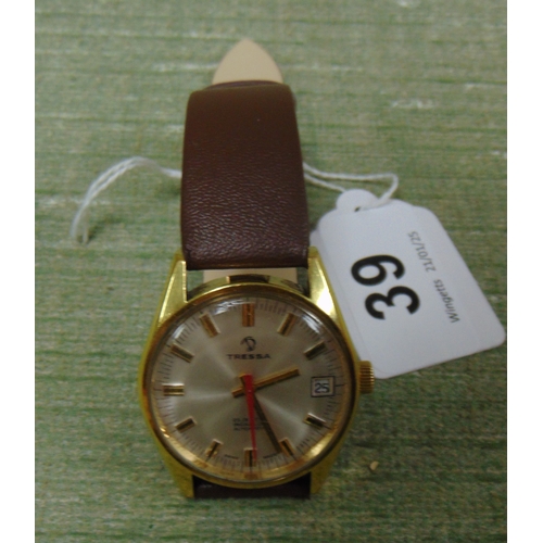 39 - Tressa 25 jewel automatic wristwatch.