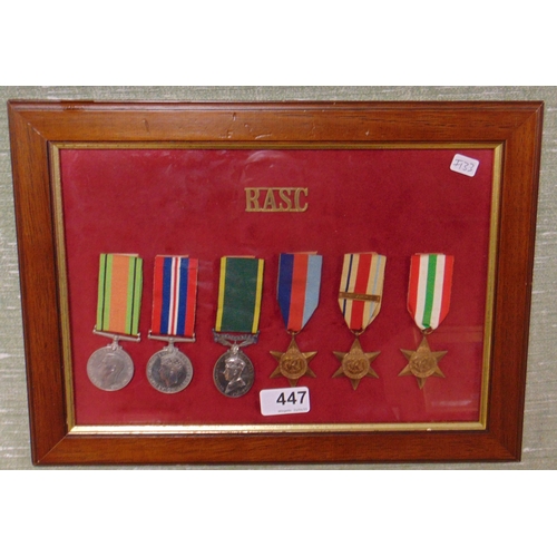 447 - Cased presentation set of six RASC Second World War medals.