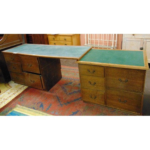 320 - An oak desk, having inset writing surface.