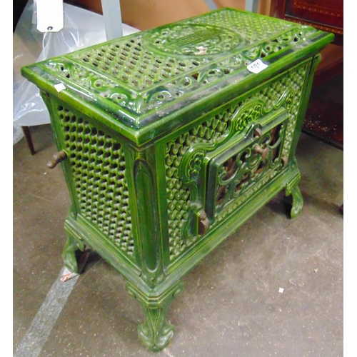 101 - French Le Brulbois green enamel stove 20 x 21 x 12