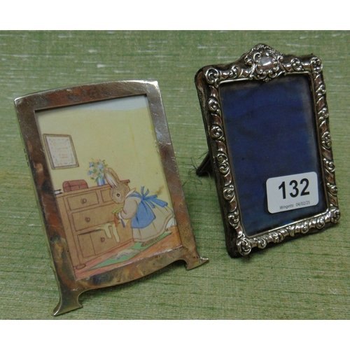 132 - Two small silver rectangular photograph frames.