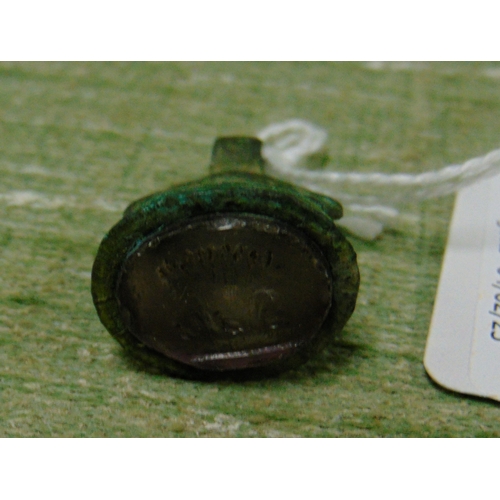 174 - Possibly antique wax seal, set with amethyst coloured stamp.