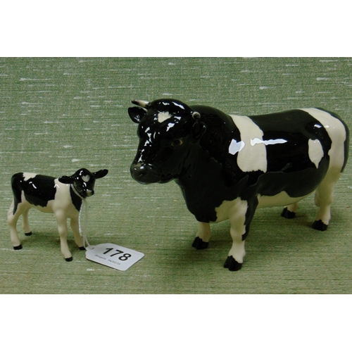 178 - Beswick Friesian Coddington Hilt Bar and a calf.