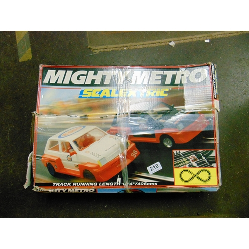 210 - Boxed Scalextric mighty metro racing set.