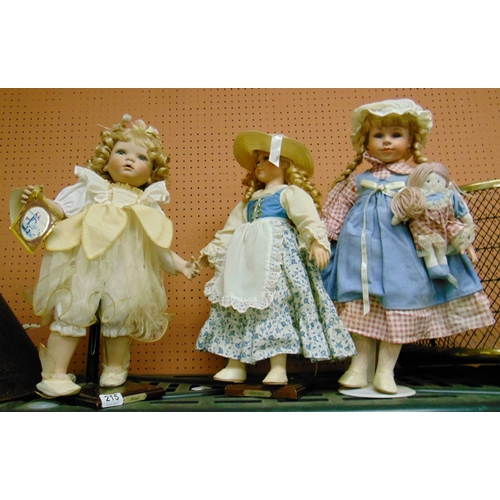 215 - Three collectors dolls.