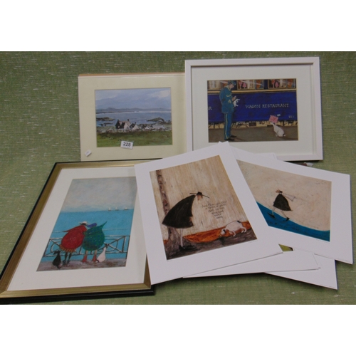 228 - A Kyffin Williams print along with a quantity of other prints.