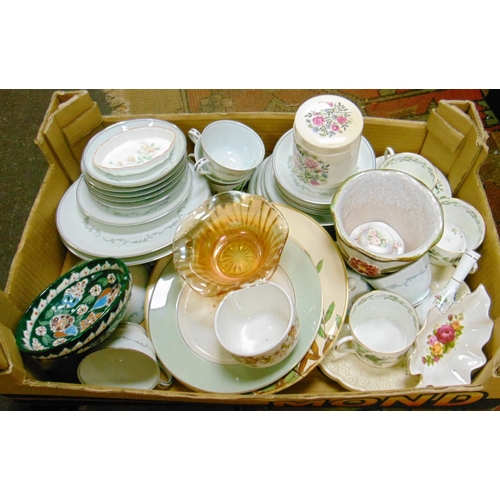 254 - Box of mixed china to include a Noritake part service, etc.