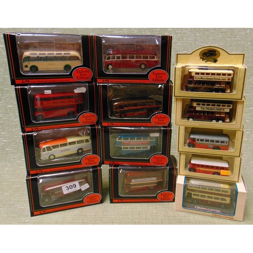 309 - Quantity of Exclusive First Editions collectable model buses and five other examples.