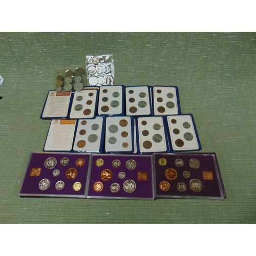 366 - Two 1953 Coronation sets, two proof cased 1970 last £sd sets and 8 Britain's first decimal set.