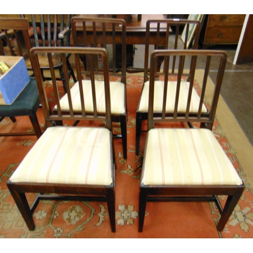 372 - Set of four antique mahogany dining chairs, having bar backs, drop in seats, on tapered supports and... 