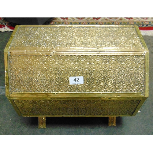 42 - Octagonal brass coal box.