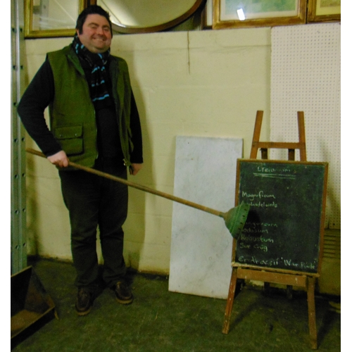 467 - Piece of rectangular marble, copper posser and a chalk board.