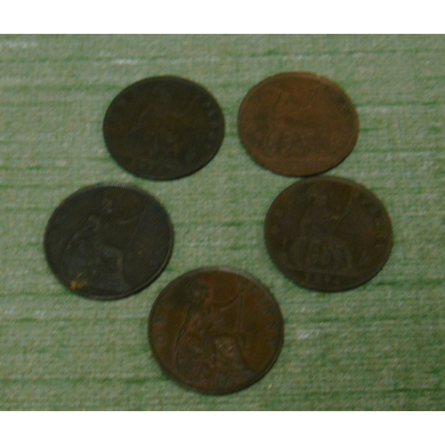 132 - Five good Victoria pennies, 1892, 93, 94 , 98 & 99.