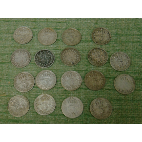 136 - 17 pre 1920 silver threepences.