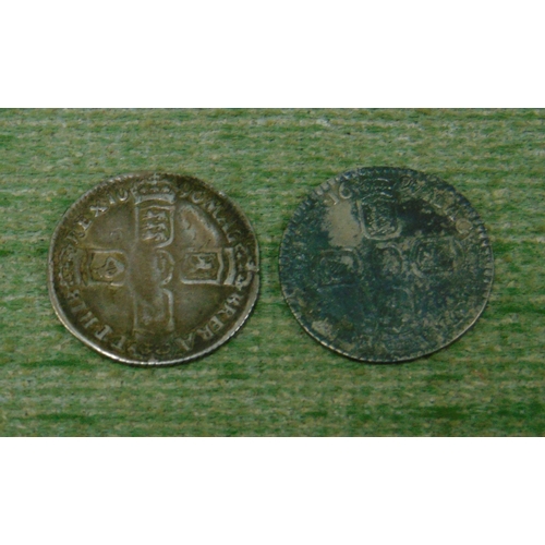 305 - Two William III sixpences, 1696 & 1697.