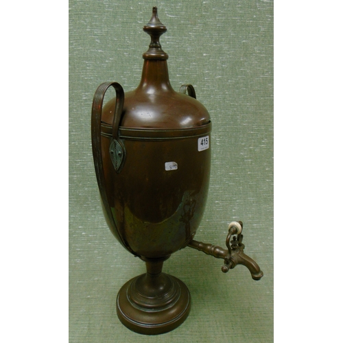 415 - Antique copper two handled samovar, 23