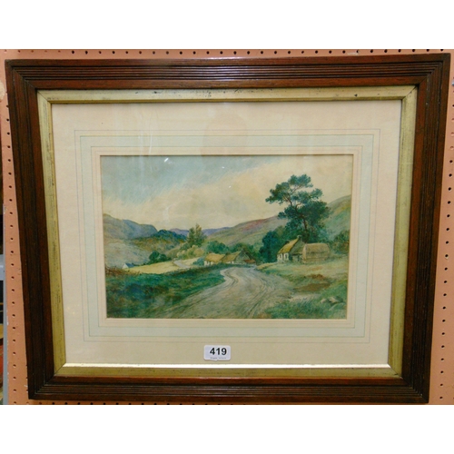 419 - Buchannan, pair of framed and glazed water colours, country scenes, each signed lower left,  9 x 13