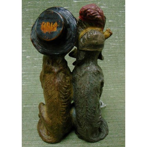 427 - Geschutzt cold painted humorous figure group, two dogs, 6