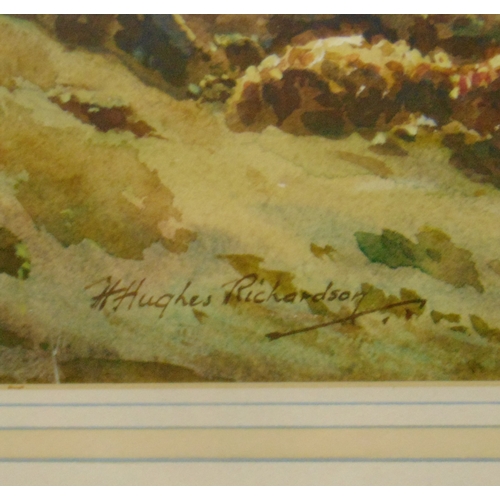 439 - H. Hughes Richardson, framed and glazed watercolour, Poole Harbour from Swanage, signed lower left, ... 