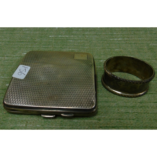 493 - Silver cigarette case and a silver napkin holder, 4.1 ozt inc.